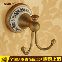 Blue and white ceramic clothes hook single hook coat hook door rear clothes hook hook Wall Wall clothes adhesive hook European adhesive hook