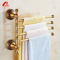 Belgran antique rotating towel rack all copper activity multi-bar towel hanging European towel bar towel rack
