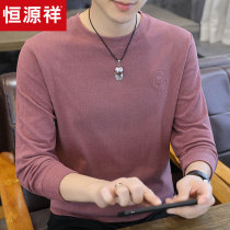 Hengyuanxiang double-sided German velvet men's long sleeve T-shirt warm round neck bottoming shirt men's autumn and winter trend red autumn T