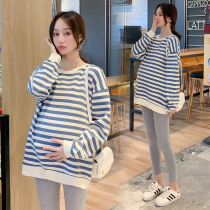 Pregnant women autumn set fashion T-shirt long sleeve new coat Net Red large size sweater autumn 2021 spring and autumn