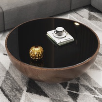 2022 simple casual fashion personality black and white round tempered glass storage large bowl coffee table small apartment light luxury