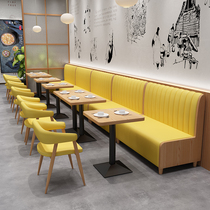 Customized café café card sofa tea dessert cuisine shop soft pack wall simple casual dining table and chair combination