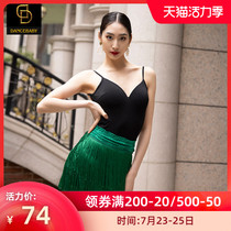 dancebaby Latin dance dress practice suit Womens new dance suit hip towel lace-up tassel skirt YS312