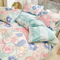 ins teen girl hearts bed four pieces of pure cotton 100 full cotton cute quilt cover girl bed linen three sets bed hat bed