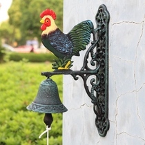 American country Big Rooster wrought iron doorbell cast iron bell hanging decoration wall hanging courtyard decoration