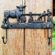 European and American rural retro cast iron crafts iron hook coat hook wall wall decoration cow decoration double hook