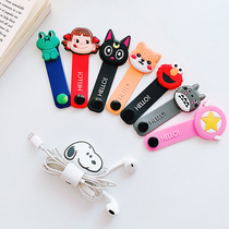 Headphone CONTAINING BUTTON DATA WIRE WINDER BUTTON TYPE TANGLE WIRE MACHINE CARTOON CUTE SILICONE PHONE CHARGING WIRE FINISHING SMALL DEITY PORTABLE APPLE EAR MACHINE WIRE HUB WIRE COLLECTOR ANTI-ENTWINING MACHINE