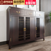 New Chinese solid wood shoe cabinet Household door entrance shoe cabinet large capacity cabinet Modern Chinese living room shoe cabinet