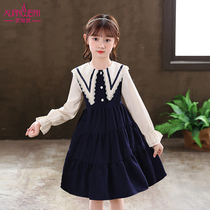 Children Spring Dress Dress Girl Navy Wind Polo Skirts Little Girl Academy Wind Princess Dresses Dresses Spring