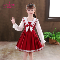 Childrens dresses autumn new 2021 Western style long-sleeved childrens clothing female summer princess skirt girls skirt college style