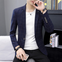 Plaid Slim Small Size Men XS Code Joker Small Suit Jacket Korean Spring and Autumn Small 155 Youth Top