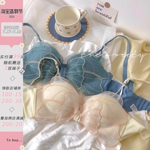Mortal elves~Japanese underwear womens lace bra gathered strapless rimless summer thin bra bra