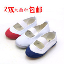 Kindergarten gymnastics shoes Childrens cloth shoes dance shoes childrens white canvas shoes boys and girls big childrens sneakers