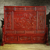 Dongyang solid wood carving antique double-sided floor-to-ceiling screen camphor wood Chinese porch partition screen feng shui retro screen