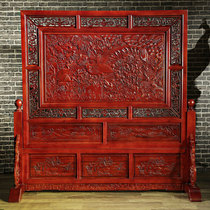 Chinese antique seat screen Dongyang wood carving floor screen partition hotel home feng shui decoration solid wood insert screen