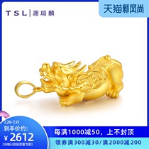 TSL Xie Ruilin gold pendant mens Pixiu full gold necklace pendant neck decoration send Dad XH654
