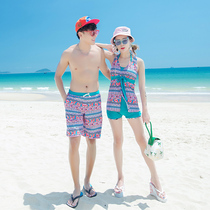 Couple swimsuit women Beach set 2021 split flat angle conservative thin Belly Belly Big chest steel support gathering sexy