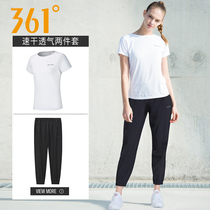 361 Sports Suit Womens Summer New Fitness Clothes Running Long Pants Sportswear 361 Degrees Speed Dry Short Sleeves Two Sets