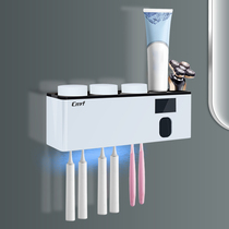 Smart toothbrush sterilizer UV sterilization Automatic toothpaste punch-free toilet wall-mounted shelf