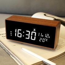 LED alarm clock desktop bedroom bedside clock Bluetooth audio wooden electronic clock digital smart desk clock ornaments