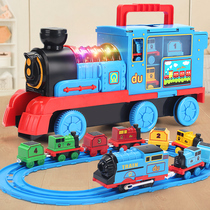 Simulation electric small train track set toy children boy car alloy 6 model 4 baby 2 puzzle 3 years old