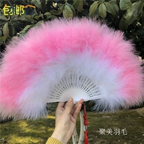 Feather fan ancient style purple fairy Air Full Velvet thick feather fan standard fan cheongsam show stage dance