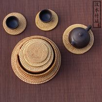 Handmade rattan teapot mat coaster woven tea ceremony creative placemat table mat bowl mat plate mat heat insulation mat