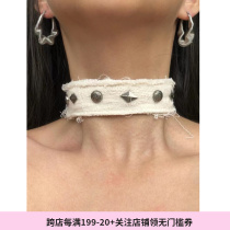 Personality Waste Native Wind Astringent and Spicy Brother-in-law Multi-Element Hair Side Neckline Retro y2k Necklace Punk Choker Petty