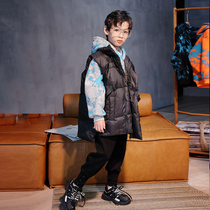 Childrens down clothes waistcoat A boys winter clothing vest 2021 new white duck suede blouses a large out-of-the-shoulder damp