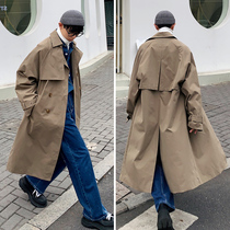 Windbreaker coat coat mens English style long clothes Spring and Autumn new khaki coat casual jacket
