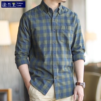 Flange King Chunqiu long sleeve shirt plaid cotton inch shirt mens casual slim flannel bottoming shirt youth