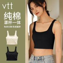 Beauty back underwear Net red explosion suspenders female summer thin vest with bottom with chest pads