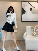 Leathercat Knit Cardiovert Women Spring 2022 New Small Balsamic Wind Up Slim Fashion 100 Hitch Blouse