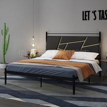 Nordic iron bed double bed 1 8 m 1 5M economy simple hotel apartment bed frame black Minimalist iron bed