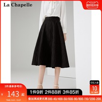 La Chapelle spring and autumn black a-shaped skirt womens early autumn 2021 New retro mid-length skirt