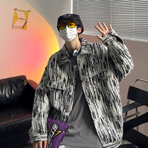 Plus velvet padded denim jacket mens winter Tide brand ins winter jacket autumn trend high-grade top feel autumn and winter