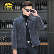 2021 new cashmere mens short granular wool coat mens fur one Haining autumn and winter fur coat