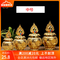 Tibetan tantric supplies gold-plated painted auspicious eight treasures treasure bottle decoration dragon king treasure bottle medium size