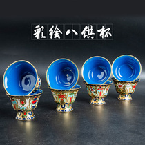 Buddha margin painted gilt Buddha water supply bowl eight auspicious water supply Cup exquisite carving for Buddha holy water cup 1 set