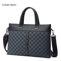 Cohnim Kevin Mens handbag genuine leather horizontal briefcase Business single shoulder inclined satchel briefcase