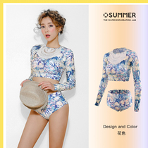 Diving Suit Split Long Sleeve Woman Swimsuit Tight Body Sexy Elastic Speed Dry Floating Subduction Waterproof Mother Swim Suit