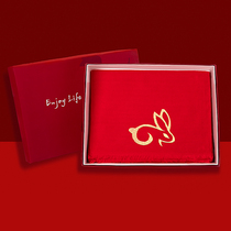 Wedding gift boxed zodiac year red scarf custom autumn and winter men and women New Year Chinese Zodiac Year of the Rabbit Chinese red enterprise