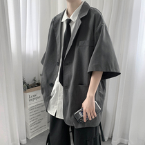 Short-sleeved shirt mens summer thin loose high-grade suit shirt Korean version of the trend wild college style dk uniform