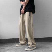 Casual pants mens autumn Hong Kong style brand loose wide leg pants ins trend High Street drop straight tube pants