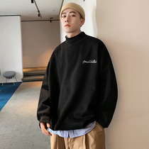 Half high collar clothes men autumn and winter Tide brand handsome loose hat jacket Korean trend leisure wild base shirt