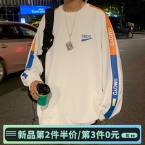 Large size sweater Mens Port wind loose round neck long sleeve top clothes ins tide design letter printing pullover jacket