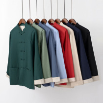 Tang suit male youth Chinese style Hanfu retro style flax Chinese mens autumn and winter jacket cotton long sleeve