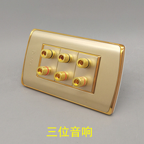 118 120 type gold three-digit audio multimedia audio panel 6 head 6-hole speaker 5 1 surround audio socket