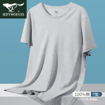 Seven wolves mens cotton short sleeve T-shirt summer autumn winter underlay underwear sweatshirt cotton 2021 new vest men