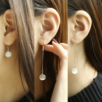 Cat Eye Stone 925 Pure Silver Ear Line Long Style Japan BRIEF SOUTH KOREA BRIEF FLOW SUEARRINGS PEARL EARRINGS Earrings Earrings